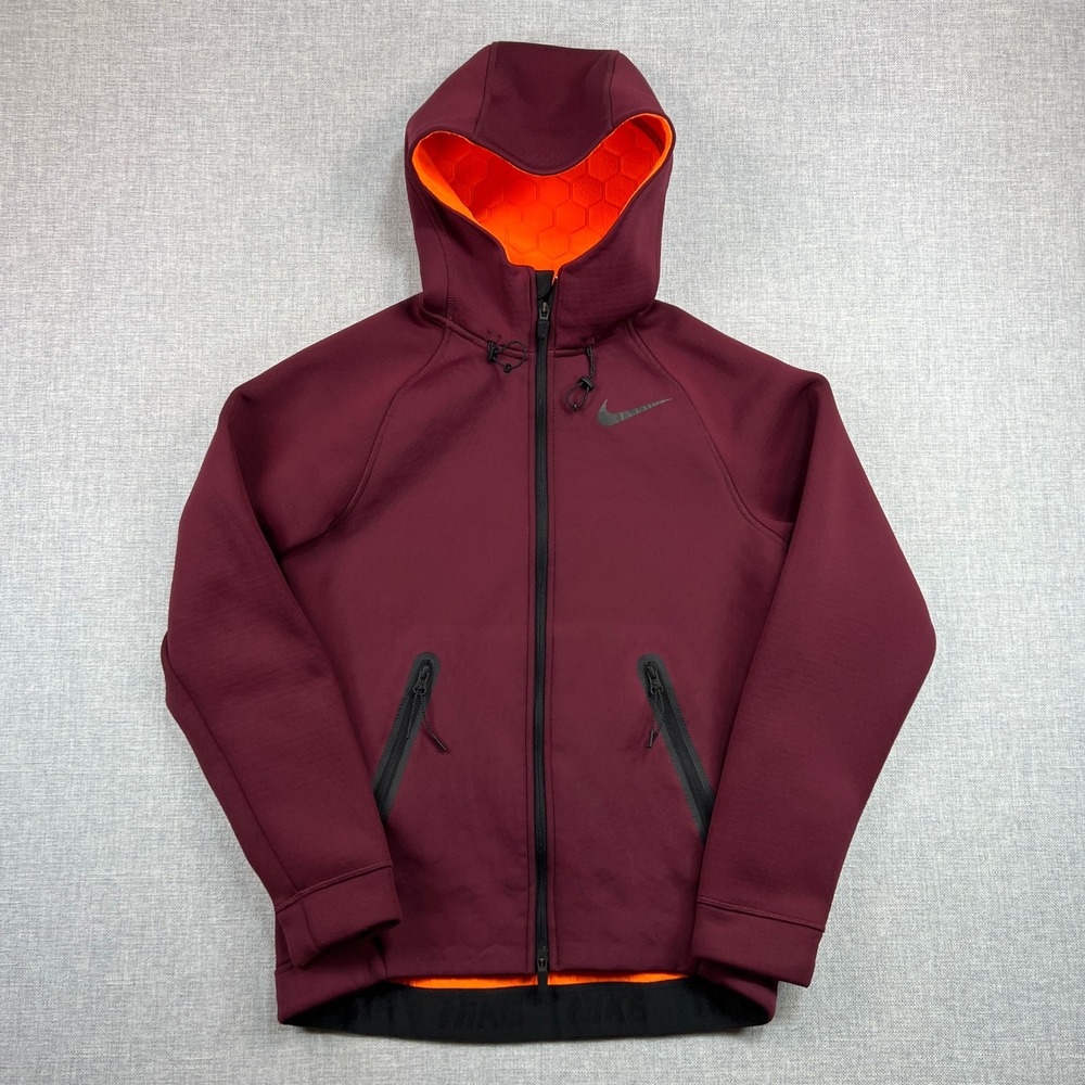 Nike Therma Sphere Max Thermal Scuba Hoodie Men Small Burgundy Dri Fit Tech